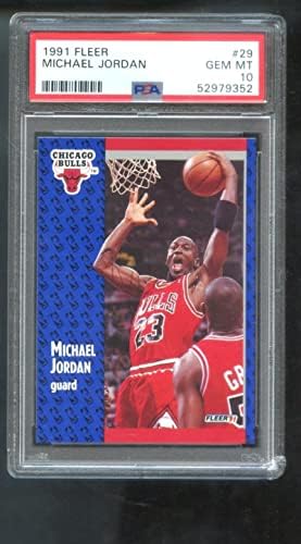 1991-92 Fleer 29 מייקל ג'ורדן PSA 10 כרטיס כדורסל מדורגים NBA שיקגו בולס - כרטיסי כדורסל לא חתומים