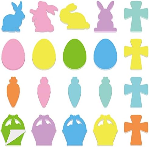 600 גיליונות 20 בסגנון ארנב בצורת פנקס דביק עבור ארנב ביצת פסחא פסחא פסחא תווים דביקים צבעוניים פסחא מצוירים