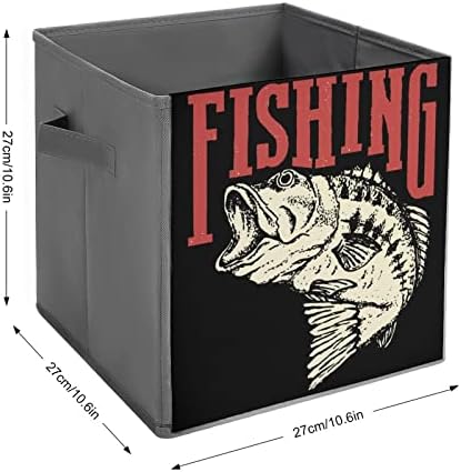 אני אוהב דיג קוביות אחסון בדים מתקפלות קופסאות קופסאות אחסון מתקפלות בגודל 11 אינץ 'עם ידיות