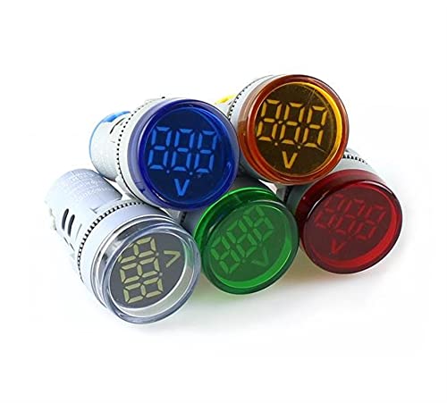 Nunomo 1pcs Diy Digigent Voltmeter 22 ממ עגול AC 60-500V מתח מתח מתח מד צג כוח מחוון LED מנורת תצוגת אור