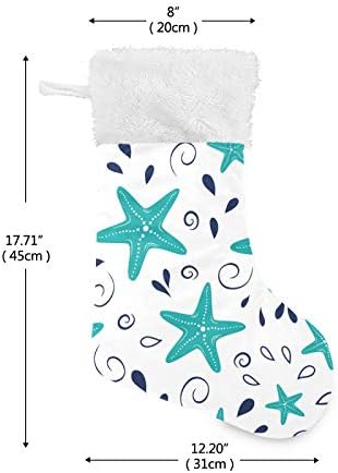 גרבי חג המולד של Tarity 1 חבילה גדולה 18 בגרבי חג המולד עם דפוס כוכב ים כחול אח תלוי גרבי חג מולד קישוט