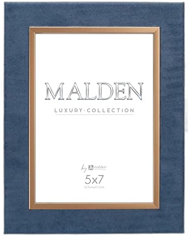 Malden International עיצובים 5x7 Teal זמש מסגרת תמונה איכותית PS דפוס זהב, כחול