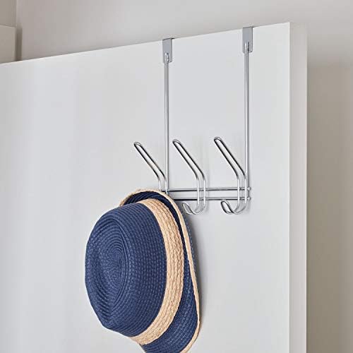 Idesign Classico Metal מעל מארגן הדלתות, מתלה 3-וו למעילים, כובעים, גלימות, מגבות, מעילים, ארנקים, חדר שינה,