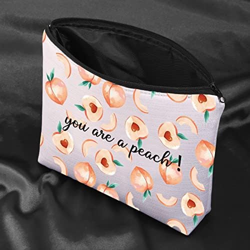 Meikiup Peach Travel תיקיית קוסמטיקה מארגן מטאלנים כיס תיק קוסמטי פרי חמוד פשוט אפרסק קיץ חוף תיק