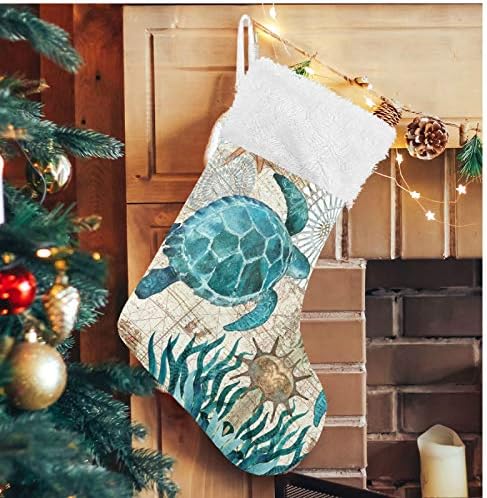 גרבי חג המולד של Alaza צב כוכב ים קלאסי קלאסי מותאם אישית קישוטי גרב גדולים לעיצוב עונת החגים המשפחתית תפאורה