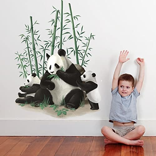 Runtoo panda קיר אמנות מדבקות במבוק מדבקות קיר לבעלי חיים לילדים לילדים ילדים.