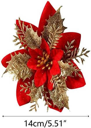 קישוטים לחג המולד ורוד ורוד זהוב פרח קישוט פרח פרחים לחג המולד קישוט DIY עץ חג המולד אספקת AT4