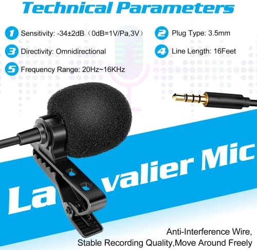 מיקרופון דש Lavalier Professional יותר עבור Huawei Mediapad M3 Lite 10 תואם לטלפון iPhone או