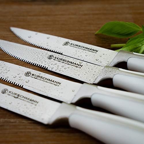 קורשמן אישור סטייק סכיני סט של 4-הארקטי לבן סטייק סכין סט ב אריזת מתנה עם גרמנית גבוהה פחמן נירוסטה