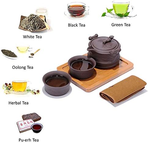בחירת AISA יפנית ערכת תה קונגפו יפנית ערכת תה קרמיקה נסיעות ניידות, 1 קומקום 2 כוסות תה 1 מגש תה