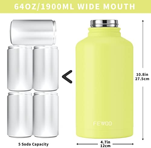 בקבוק מים מבודדים מעודכן 64 גרם, חצי ליטר בקבוק מים נירוסטה, כד מים מתכת קיר כפול קיר עם מכסה ספורט