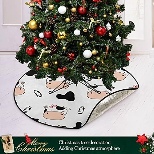 ראש פרה מצחיק חמוד עץ חג המולד מחצלת עץ אטום למים שטיח מחצלת מגש מתחת לאביזר עץ חג המולד לקישוט חג המולד