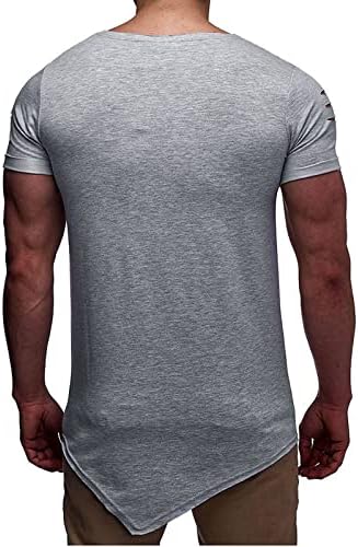 גברים חולצת טריקו שרירים קפלים שרוול ראגלן פיתוח גוף כושר כושר טי טי שרוול קצר אימון אימון חולצות ארוכות