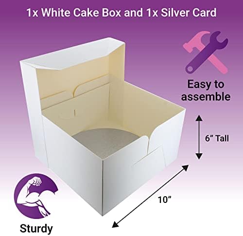 קולפיט 10 עגול כסף עוגת כרטיס & מגבר; קופסא לבנה משולבת, 3 מ מ הפך קצה לוח ועבור ספוג עוגות, מאפינס, עוגות,
