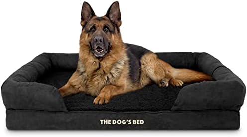 מיטת הכלב של הכלב מיטת כלבים אורטופדית XL Faux שחור PL 43.5x34, קצף זיכרון פרימיום, הקלה בכאב: דלקת פרקים,