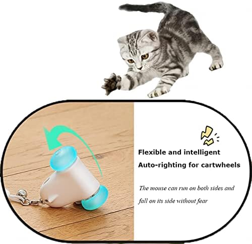 צעצועי Mouske Cats - עכבר אוטומטי והדמיית נוצה צעצועים לחתולים אינטראקטיביים לחתולים מקורה עם אור LED