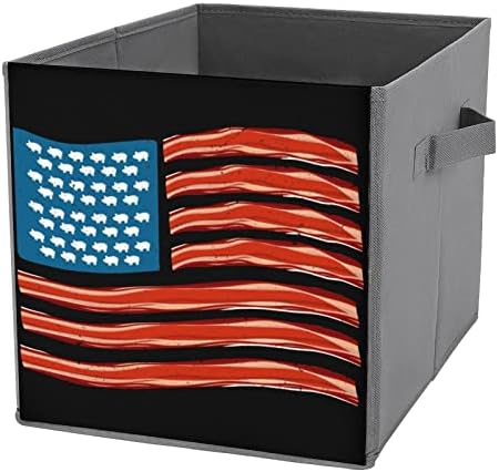 בייקון ארה ב דגל אחסון פחי קוביות מתקפל בד מארגני עם ידיות בגדי תיק ספר תיבת צעצועי סל עבור מדפי