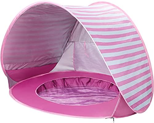 אוהל Buenavo Baby Beach Pop Up, אוהל חוף נייד לתינוק עם הגנת UV ניתנת להבחנה UPF 50+ מקלט שמש עם מיני