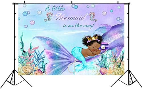 רויאל ליטל נסיכת תינוק מקלחת רקע סגול בת ים נושא תינוק מקלחת צילום רקע תחת ים צבעוני סולמות אוצר תיבת גליטר