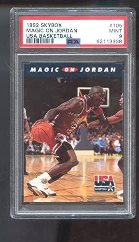 1992-93 Skybox 105 Magic Johnson על מייקל ג'ורדן ארהב PSA 9 אולימפי דירוג - כרטיסי כדורסל לא חתומים