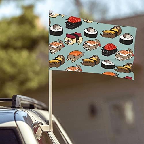 דגל מכונית סושי יפני יפני 12 × 18 אינץ 'קליפ קליפ באנר רכב תליון רכב רכב קישוט חיצוני
