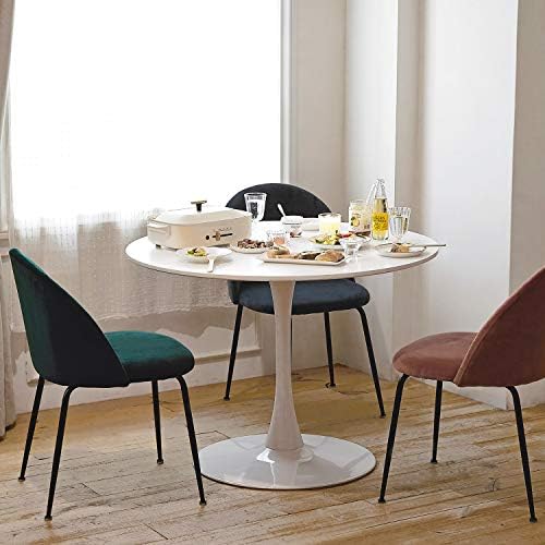 חדרהרכבה עצמית ביתית שולחן עגול בגודל 39 אינץ', שולחן דקורור יציב עם שילוב של מסגרת ברזל ועובי 0.7 אינץ ' + שולחן