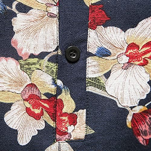 חולצת פרחים גברים שרוול קצר שרוול מזדמן כפתור הדפסה פרחונית במורד חולצת הוואי