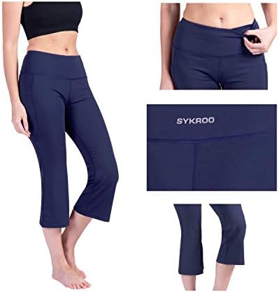 Sykroo's Bootcut Yoga Capri מכנסיים מותניים גבוהים התלקחות אימון מכנסי Bootleg Control Contruth Control