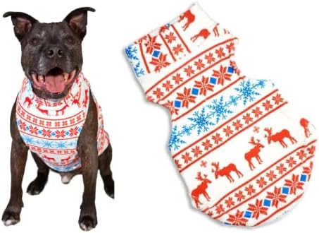 פליס כלב איילים רטרו, פיג'מות חג המולד של כלב, סופר רך עם ז'קט פליס דו כיווני, עיצוב חג חמוד