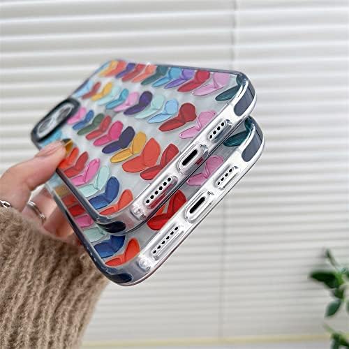 LXSCETO Multi Color Daub Loving Loving Heart Pigper Case לאייפון 14 לנשים מקרי אופנה מגן על טלפון סלולרי