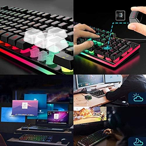 מקלדת משחקי משחקי קווי פלייקון משולבת עכבר וכרית עכבר 10 RGB הגדרת אטום מים 104 מקשים קשת תאורה