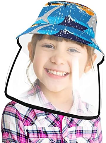 כובע מגן למבוגרים עם מגן פנים, כובע דייג כובע שמש, אוקיינוס ​​דגים מצויר צבעוני