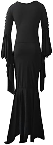 נשים ויקטוריאני מכשפה ליל כל הקדושים שמלת רטרו גותי בת שרוול מקסי שמלת הולו מתוך בת ים שמלות קוספליי