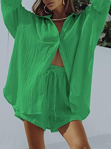 נשים טולני נשים מזדמנות 2 תלבושות קיץ חולצות שרוול ארוכות ומערכות אימונית מכנסיים קצרים