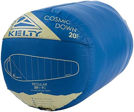 Kelty Cosmic 20 מעלות 550 למטה שקית שינה למילוי ל -3 קמפינג בעונות, יעילות תרמית מובחרת, רכה למגע, קופסת רגליים
