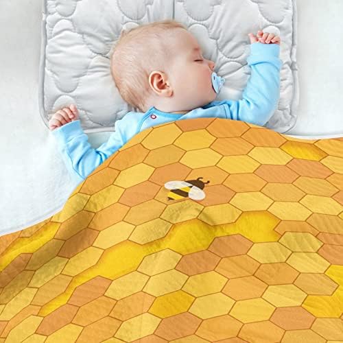 דבש דבורה שמיכות תינוק צהובות לבנים שמיכות פעוטות חמות רכות סופר רכות לבנות שמיכת עריסה קלה