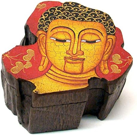 קופסת עץ סינית מצוירת / מתנות סיניות לנשים / קופסת עץ סינית צבועה - בודהה