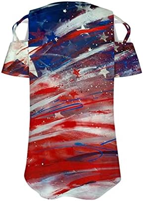 4 ביולי חולצות חולצות לנשים חולצות טוניקה עם שרוול קצר פסים בדגל אמריקאי חולצות טיז פטריוטיות