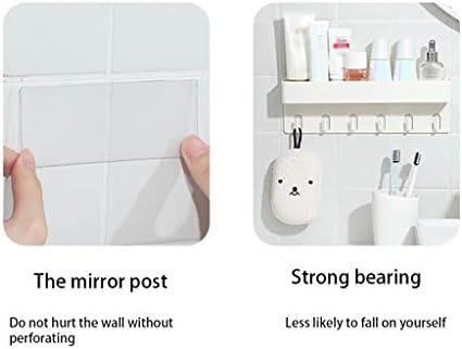 מדף אמבטיה SMLJLQ מתלה חלק ללא אגרוף עם ווים מתלה אחסון אמבטיה על קיר אמבטיה משטחים סופגים היטב