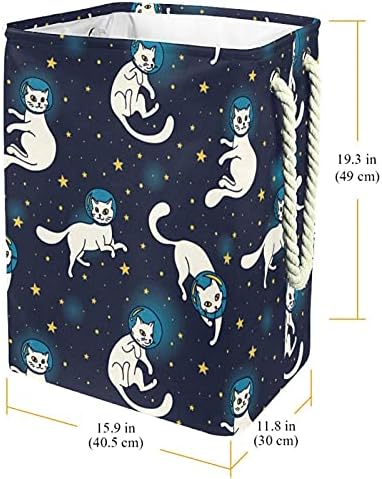 חלל חתולי כוכבים דפוס כביסה בד סל מובנה רירית עם נתיק סוגריים כביסה סל עם ידיות