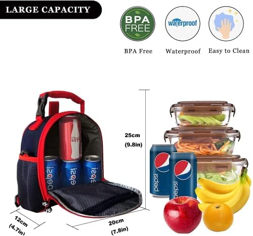 7-מייל ילדים קופסא ארוחת צהריים, מבודד לשימוש חוזר שקית אוכל בית ספר נסיעות תרמית ארוחת מיכל