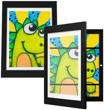 Jevuoyee 2 חבילות לילדים מסגרת אמנות קדמית פתיחה, A4 ליצירות אחסון מסגרת מסגרת תמונה הניתנות להחלפה לתמונה