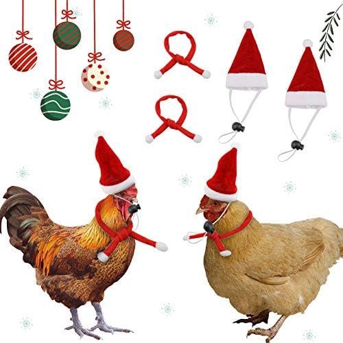 GABRADEN 2 חבילה כובע עוף לחג המולד וצעיף עוף לחג המולד, כובע עוף לחג המולד מתכוונן, בגדי חג מולד לאפרוחים