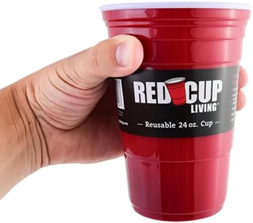 גביע אדום חי 24 אונקיות גביע צד לשימוש חוזר עם מכסה וקש, זכוכית וכוס / ציוד שתייה לשימוש חוזר למסיבת יום