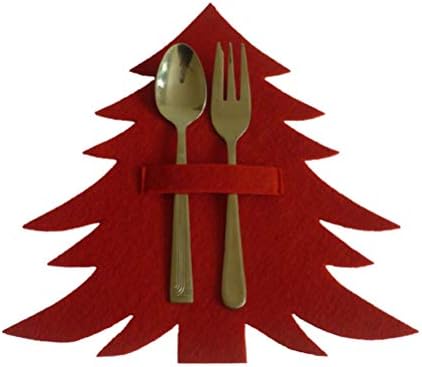12 יחידות חג המולד סכום מחזיק חג המולד כלי כסף כיסי חג המולד עץ צורת עבור סכין מזלג כיסוי חג בית סידורי שולחן