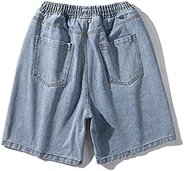 גברים של שרוך רופף כושר ז 'אן מכנסיים קצרים קיץ חיצוני מזדמן ג' ינס מכנסיים קצרים אלסטי מותניים חוף ג '