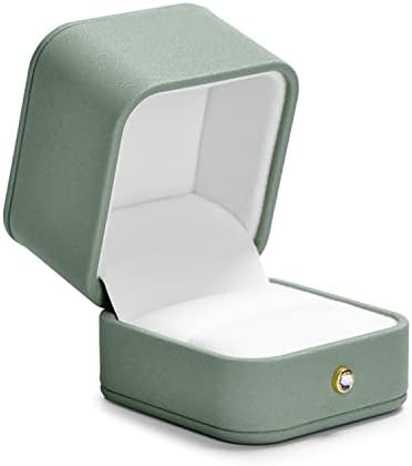 טבעת מצגת קטנה מצגת קופסת מתנה קופסת טבעת עור ירוקה פרימיום למעורבות הצעה