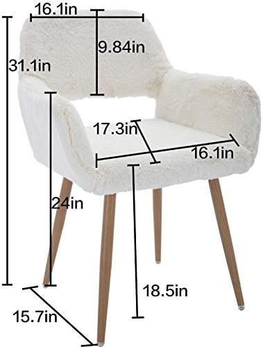 פו פרווה יהירות כיסא אלגנטי לבן פרוותי איפור שולחן כיסאות עבור בנות נשים מודרני קומפי פלאפי זרוע