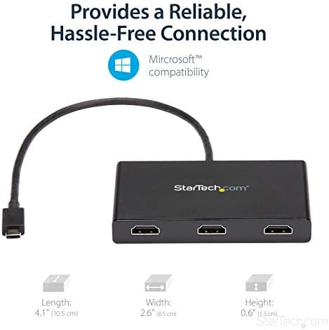 Startech.com 3 -יציאה מרובה צג מתאם - USB -C עד 3x מפצל וידאו HDMI - USB Type -C ל- HDMI MST Hub - כפול