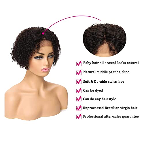 קצר בוב מתולתל 4 על 4 סגירת פאה שיער טבעי פאה, תחרה מול פאות שיער טבעי מראש קטף עבור נשים שחורות, ברזילאי